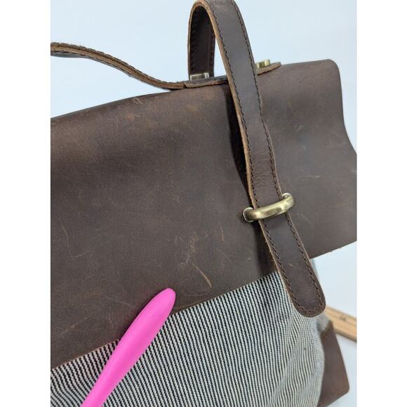 Jesslyn Blake Anthropologie Messenger Bag Canvas Leather Work Travel Boho Chic - Picture 14 of 16